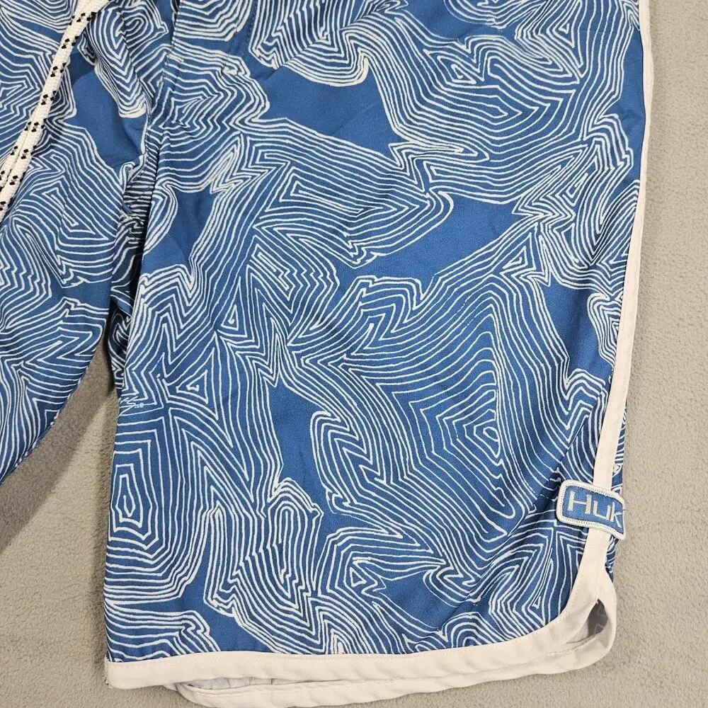 Huk Board Shorts Mens 32 Blue Performance Outdoors Fishing Hiking Swimming Beach